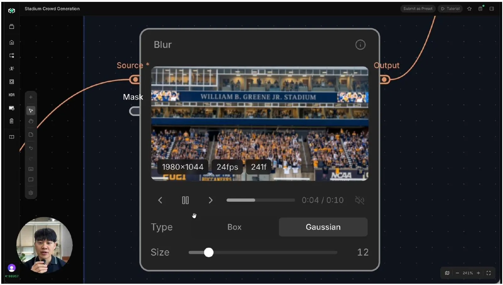 A small blur added to the isolated player layer before merging