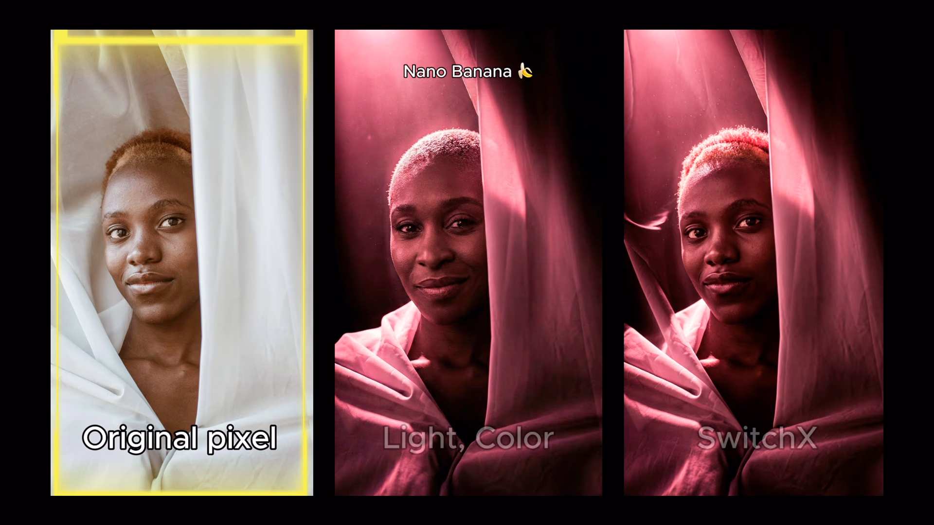 Reference image transferring lighting and style while preserving subject identity