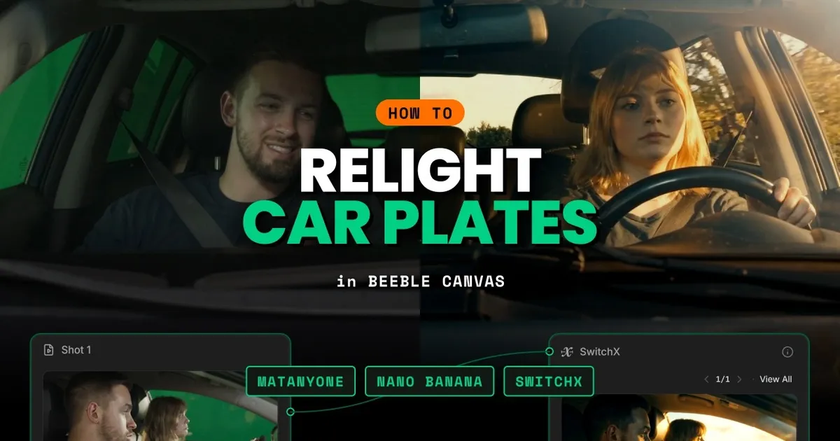 Relight realistic car plates with Beeble Canvas